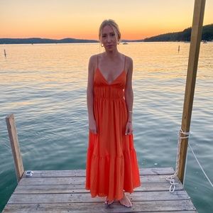 Orange Gingham Maxi Dress - Size XS, fits XS/S